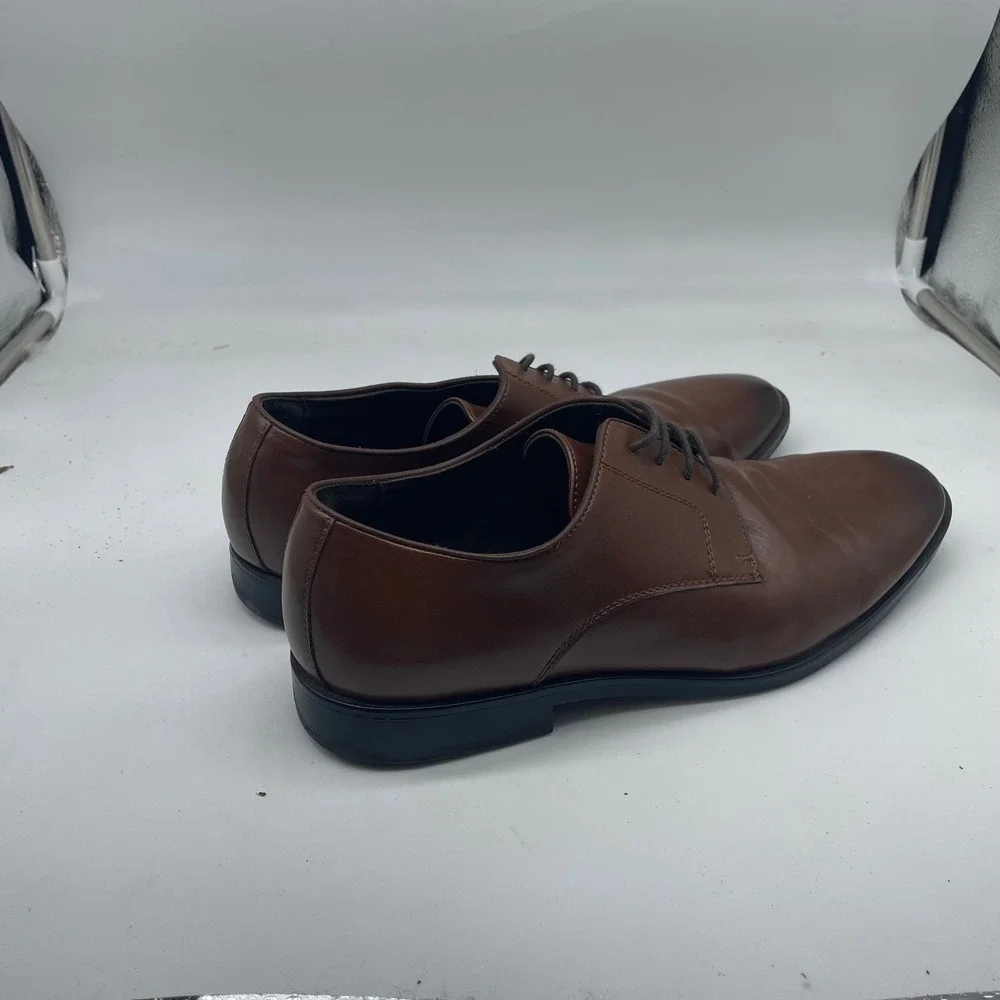 H&M Brown Derby Dress‎ Shoes Burnished Almond Toe Men's Size 9